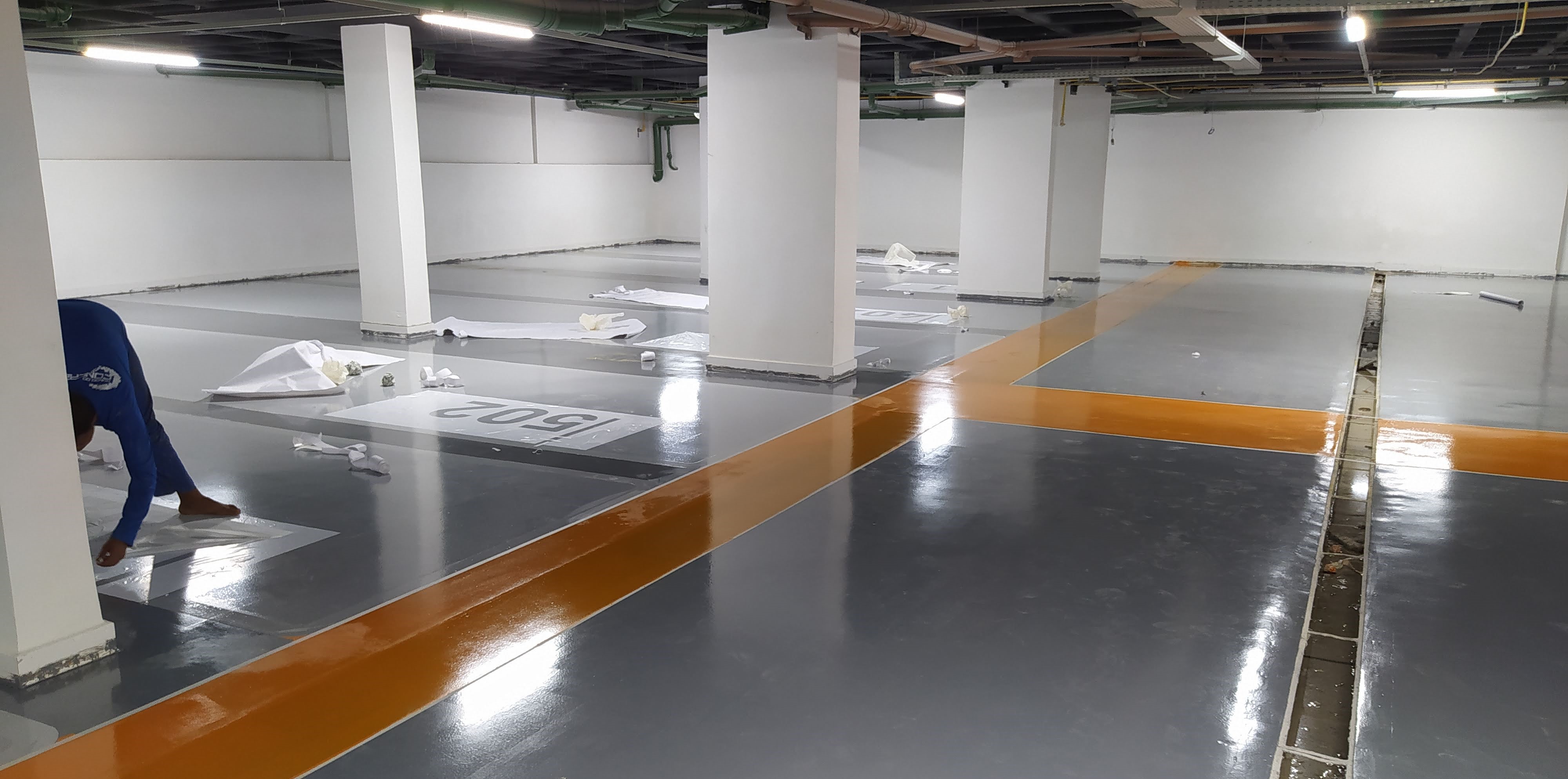Pavimento industrial automovel epoxy